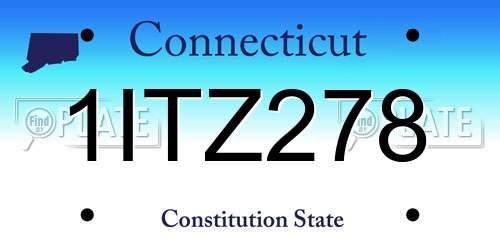 1ITZ278 Connecticut License Plate