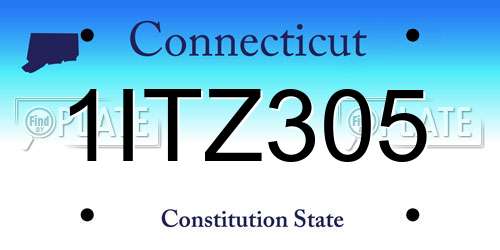 1ITZ305 Connecticut License Plate