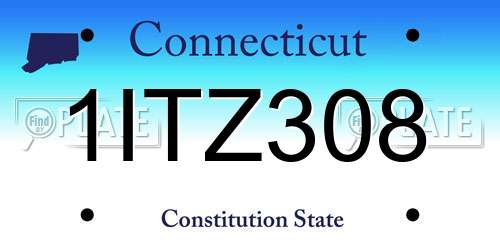 1ITZ308 Connecticut License Plate