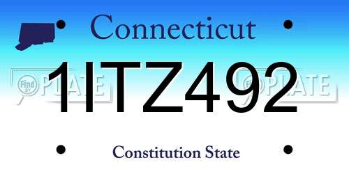 1ITZ492 Connecticut License Plate