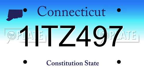 1ITZ497 Connecticut License Plate