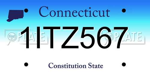 1ITZ567 Connecticut License Plate
