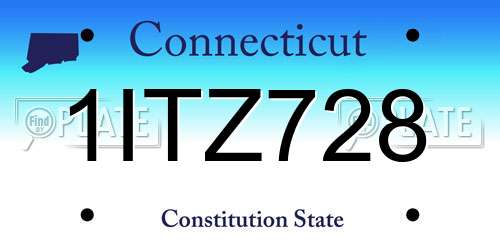 1ITZ728 Connecticut License Plate