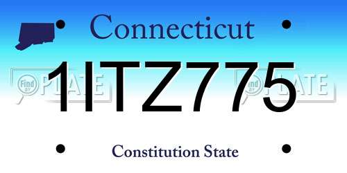 1ITZ775 Connecticut License Plate