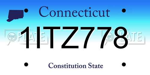 1ITZ778 Connecticut License Plate