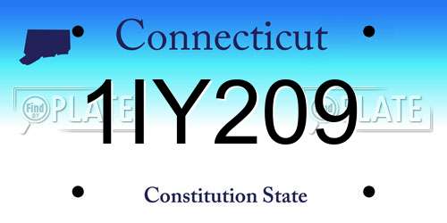 1IY209 Connecticut License Plate