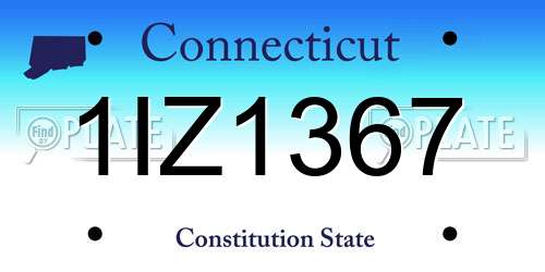 1IZ1367 Connecticut License Plate