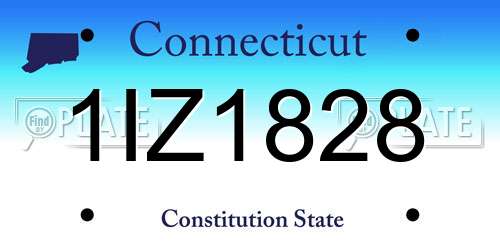 1IZ1828 Connecticut License Plate