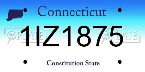 1IZ1875 Connecticut License Plate
