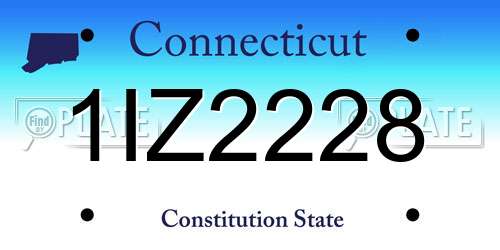 1IZ2228 Connecticut License Plate