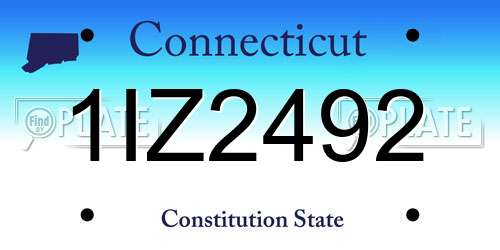 1IZ2492 Connecticut License Plate