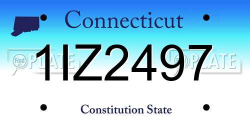 1IZ2497 Connecticut License Plate