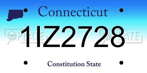 1IZ2728 Connecticut License Plate
