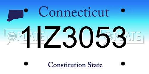 1IZ3053 Connecticut License Plate
