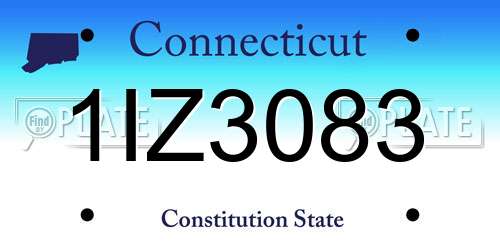 1IZ3083 Connecticut License Plate