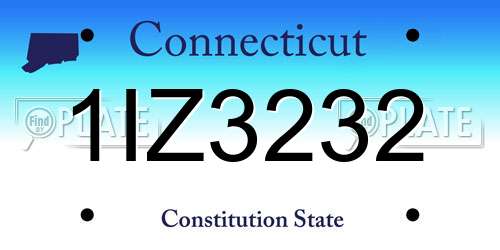 1IZ3232 Connecticut License Plate