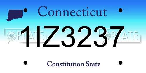 1IZ3237 Connecticut License Plate