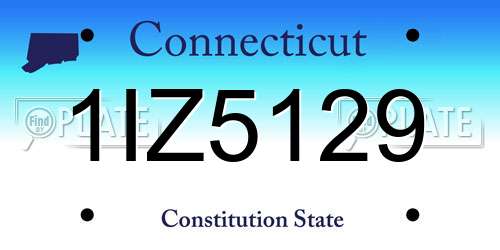 1IZ5129 Connecticut License Plate