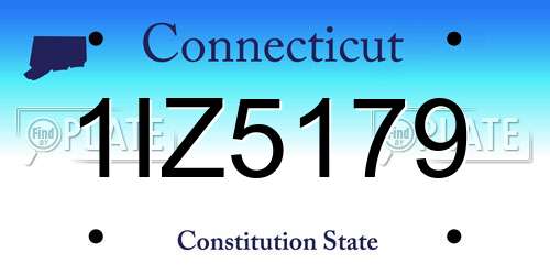 1IZ5179 Connecticut License Plate