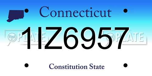 1IZ6957 Connecticut License Plate