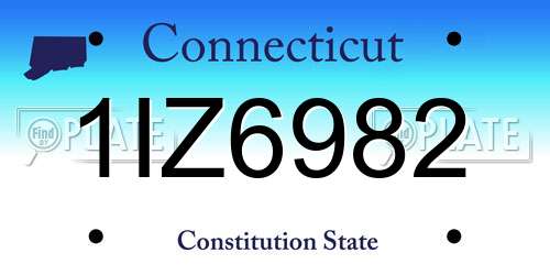 1IZ6982 Connecticut License Plate