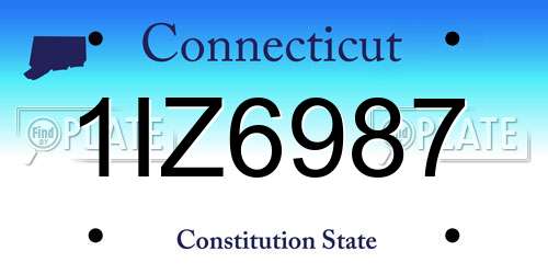 1IZ6987 Connecticut License Plate