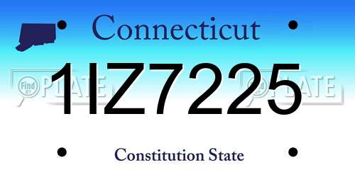 1IZ7225 Connecticut License Plate