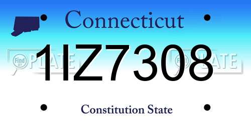 1IZ7308 Connecticut License Plate