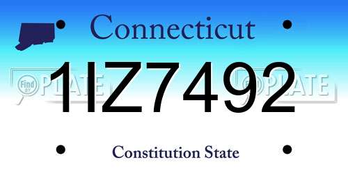 1IZ7492 Connecticut License Plate