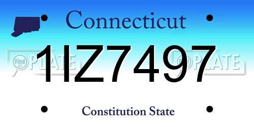 1IZ7497 Connecticut License Plate