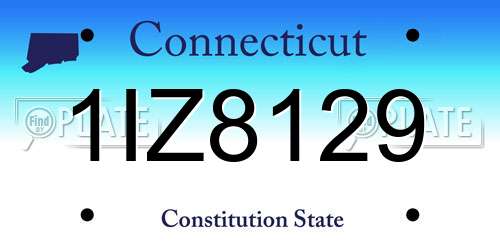 1IZ8129 Connecticut License Plate