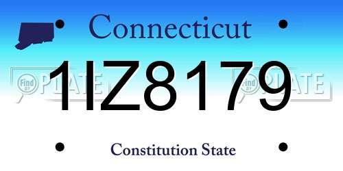 1IZ8179 Connecticut License Plate