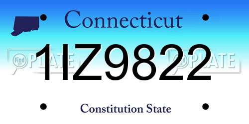 1IZ9822 Connecticut License Plate