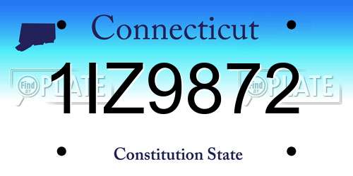 1IZ9872 Connecticut License Plate