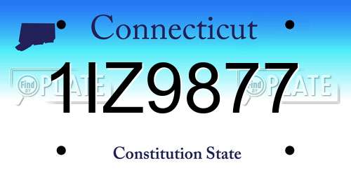1IZ9877 Connecticut License Plate