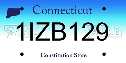 1IZB129 Connecticut License Plate