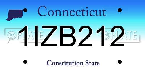 1IZB212 Connecticut License Plate