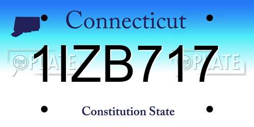 1IZB717 Connecticut License Plate