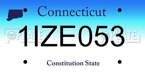 1IZE053 Connecticut License Plate