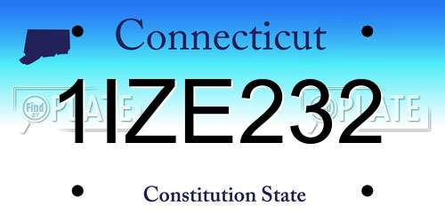 1IZE232 Connecticut License Plate