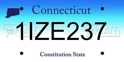 1IZE237 Connecticut License Plate