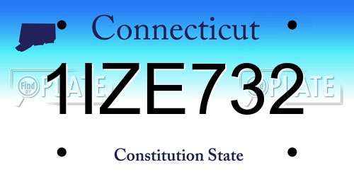 1IZE732 Connecticut License Plate