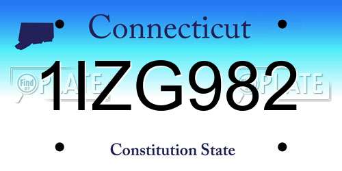 1IZG982 Connecticut License Plate