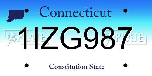 1IZG987 Connecticut License Plate