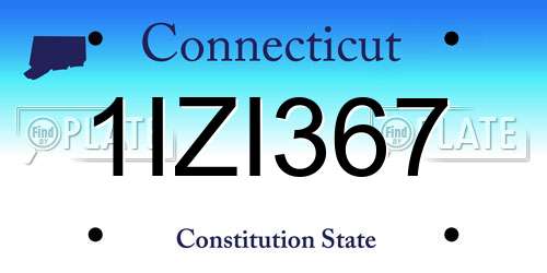 1IZI367 Connecticut License Plate
