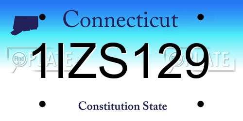 1IZS129 Connecticut License Plate