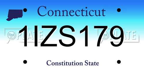 1IZS179 Connecticut License Plate