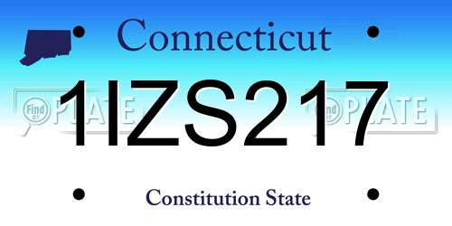 1IZS217 Connecticut License Plate