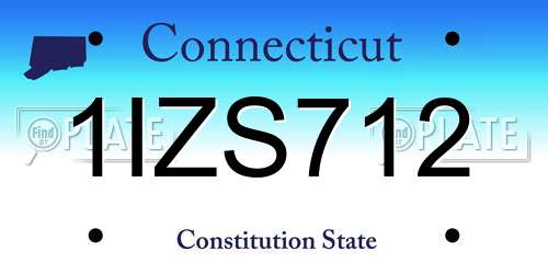 1IZS712 Connecticut License Plate