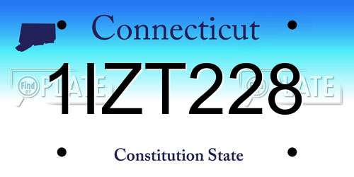 1IZT228 Connecticut License Plate